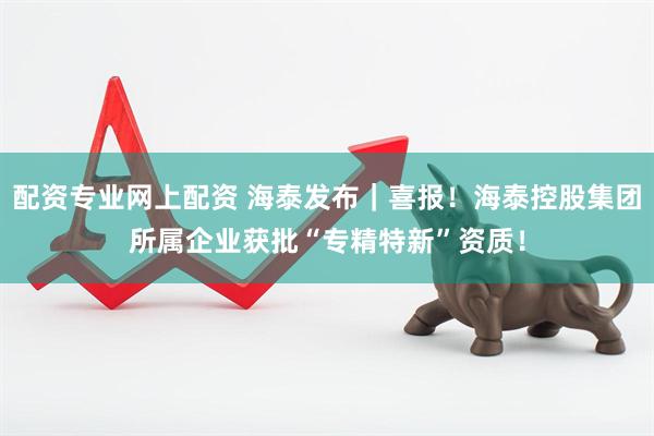 配资专业网上配资 海泰发布｜喜报！海泰控股集团所属企业获批“专精特新”资质！